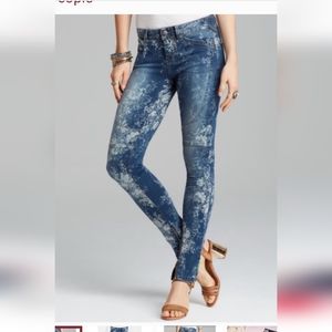 NWOT Free People "Elle" Floral Moto Skinny Jeans Size 25